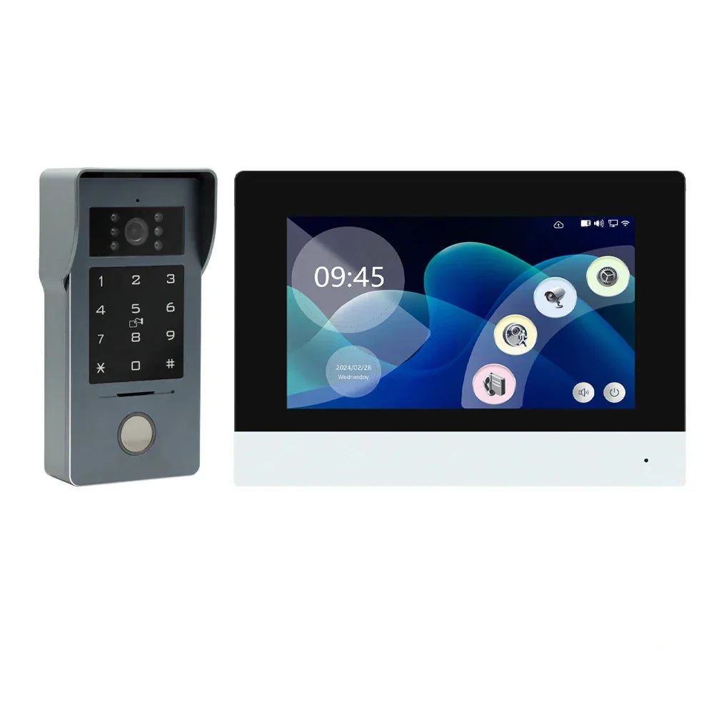Smart video doorbell with keypad and touchscreen monitor for home security