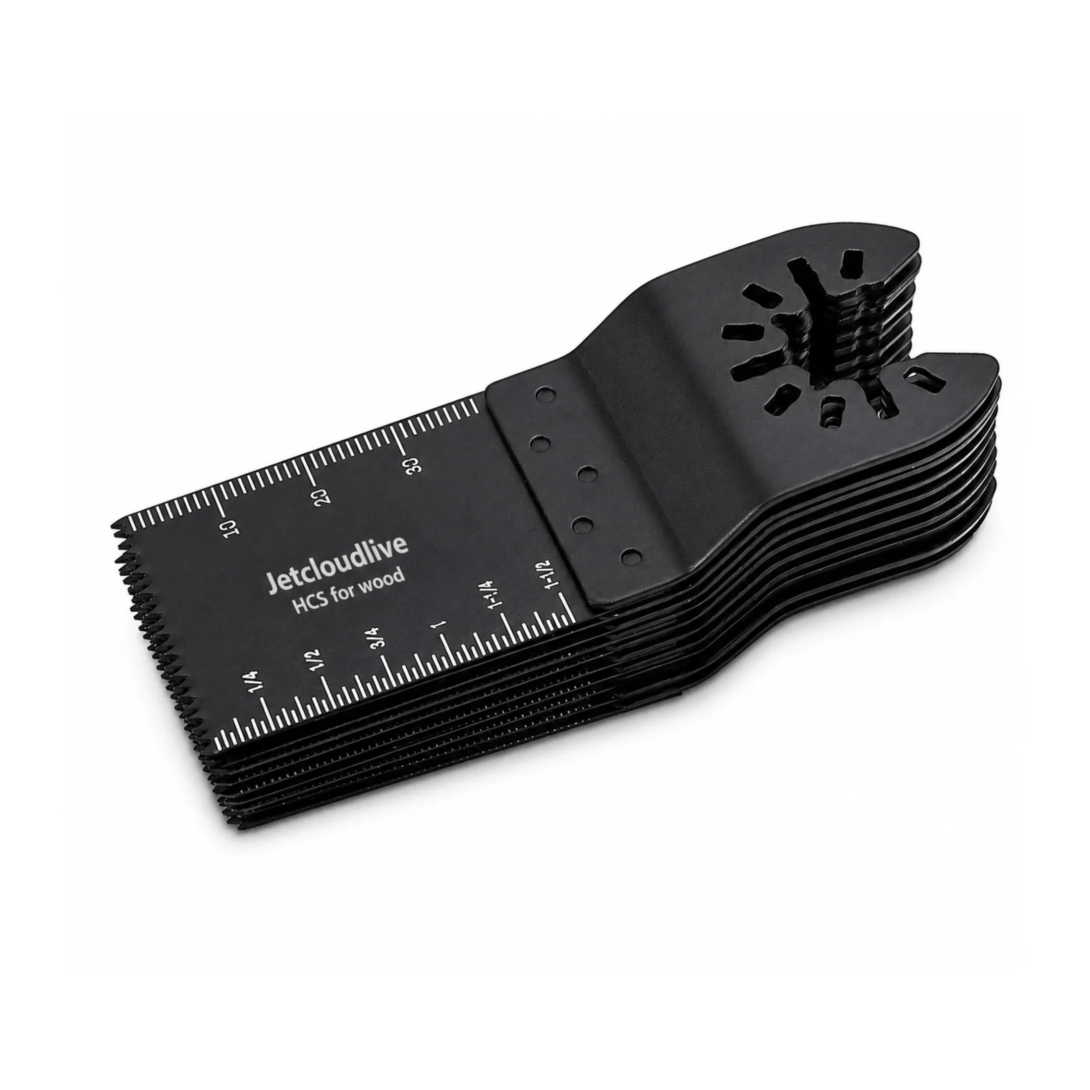 Jetcloudlive HCS oscillating tool blades for wood cutting, black multi-tool saw blades with measurement markings