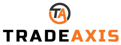 Tradeaxis logo with TA emblem in black and orange, bold text design for brand identity